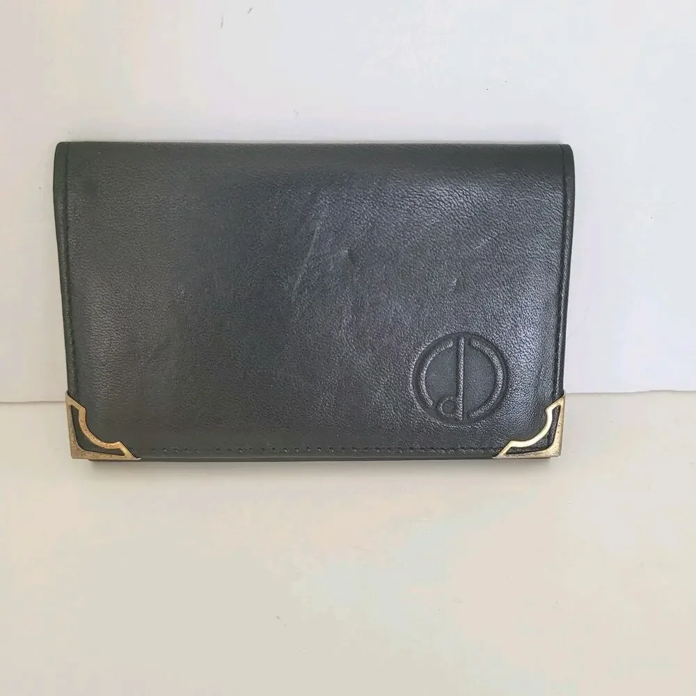 Dunhill‎ Designer Card Wallet Black Bifold Leather Folding Small Logo Vintage